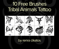Tribal animals tattoo brushes