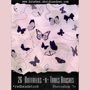 Set of 26 Butterflies and Trails