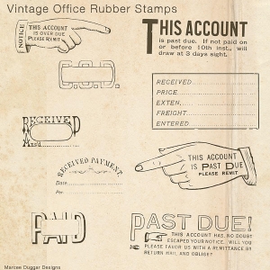 Vintage office rubber stamps brushes