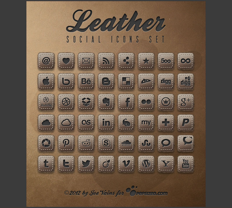 Leather PSD Social Icons