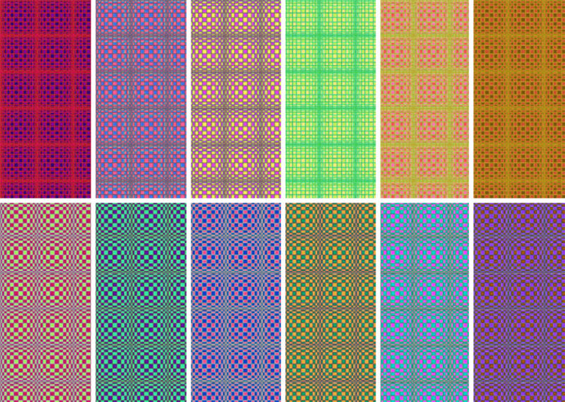 Optical colored squares patterns
