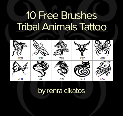 Tribal animals tattoo brushes
